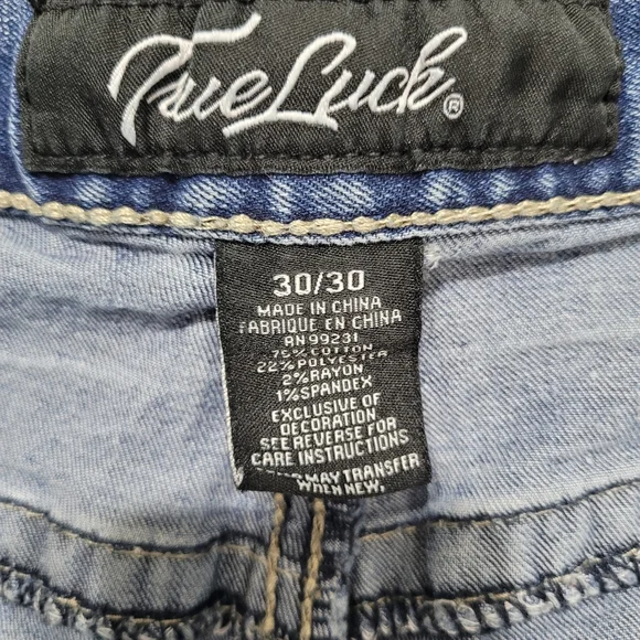 True Luck Men's Miles Straight Distressed Jeans Size 30/30 Casual Acid Wash - Picture 6 of 13